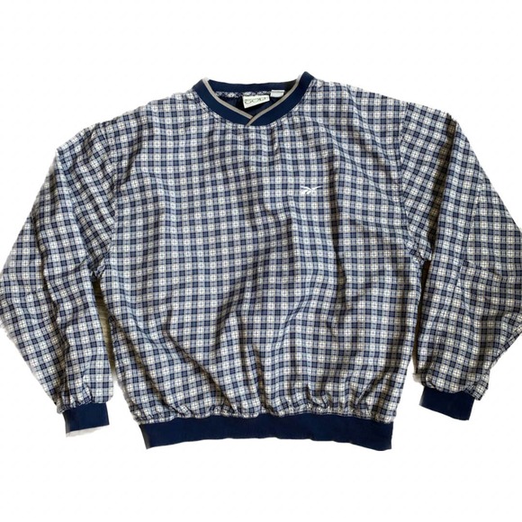 Reebok Other - Vintage Reebok Golf Windbreaker Pullover Jacket Plaid V-Neck Men's Large 1990s